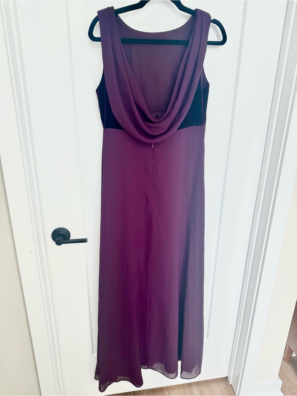 Vintage Rhapsody Burgundy Velvet & Chiffon Maxi Dress 12 | Cowl Back Formal Gown